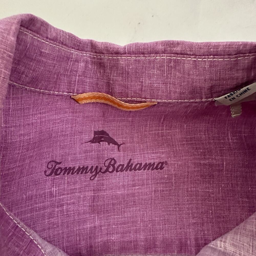 Tommy Bahama Mens Linen Shirt Size XL Purple Long Sleeve Button Front Solid - Picture 7 of 14